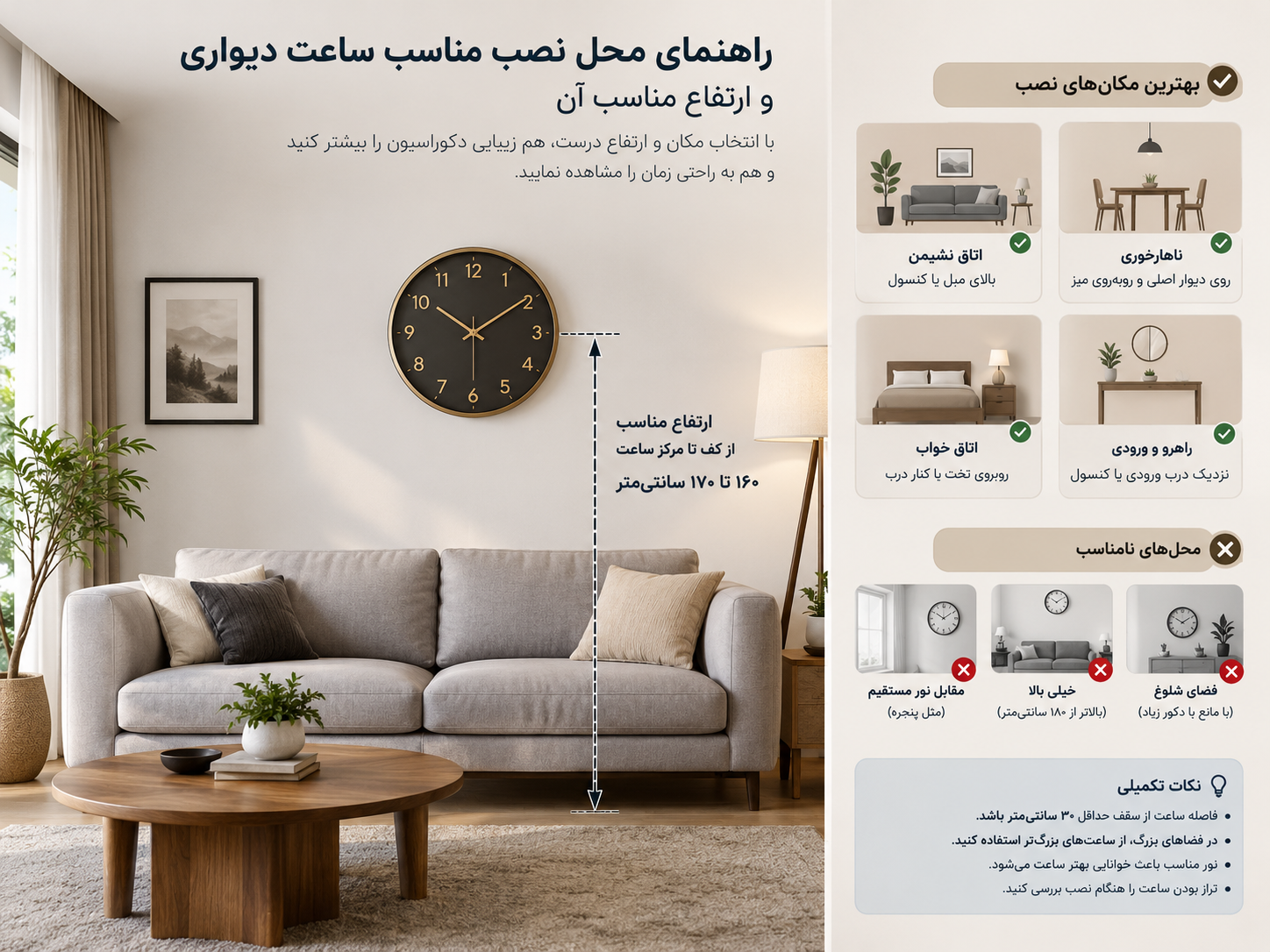 بهترین فضا برای نصب ساعت دیواری